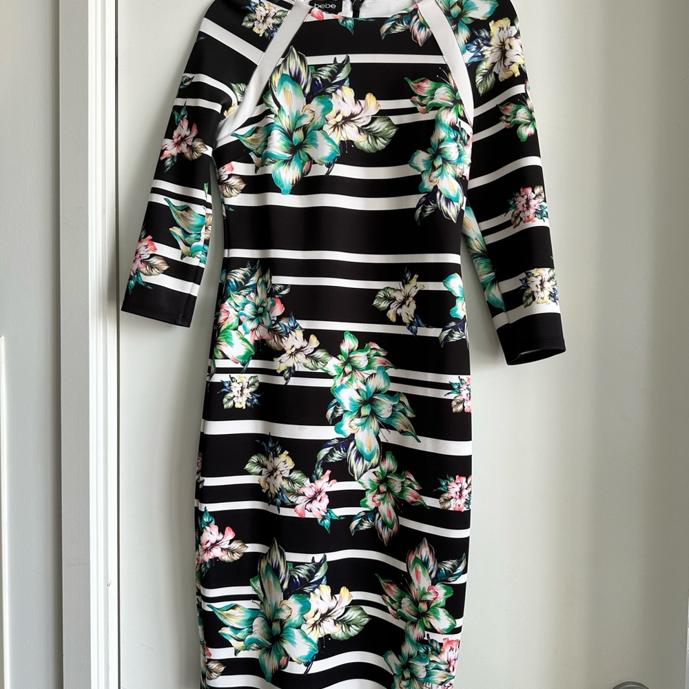 Floral Striped Black Dress US M